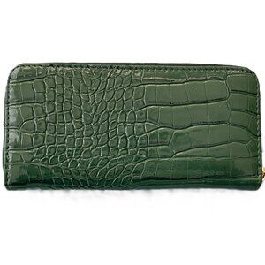 NWOT Croc Embossed PU Leather Zip Around Wallet Green